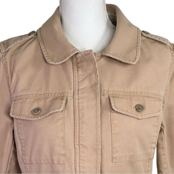 LOFT Tan Utility Jacket with Classic Collar Size Med Tall - Picture 2 of 15
